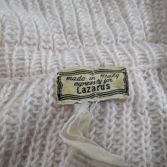 Vintage Sweater made Italy mohair blend size medium sweater cream color Lazarus - Picture 4 of 7